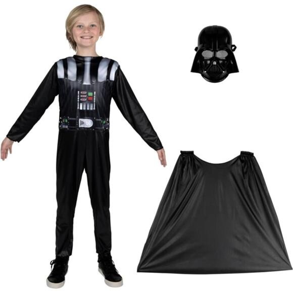 STAR WARS Darth Vader Official Youth Halloween Costume - Printed Jumpsuit with - Picture 3 of 7